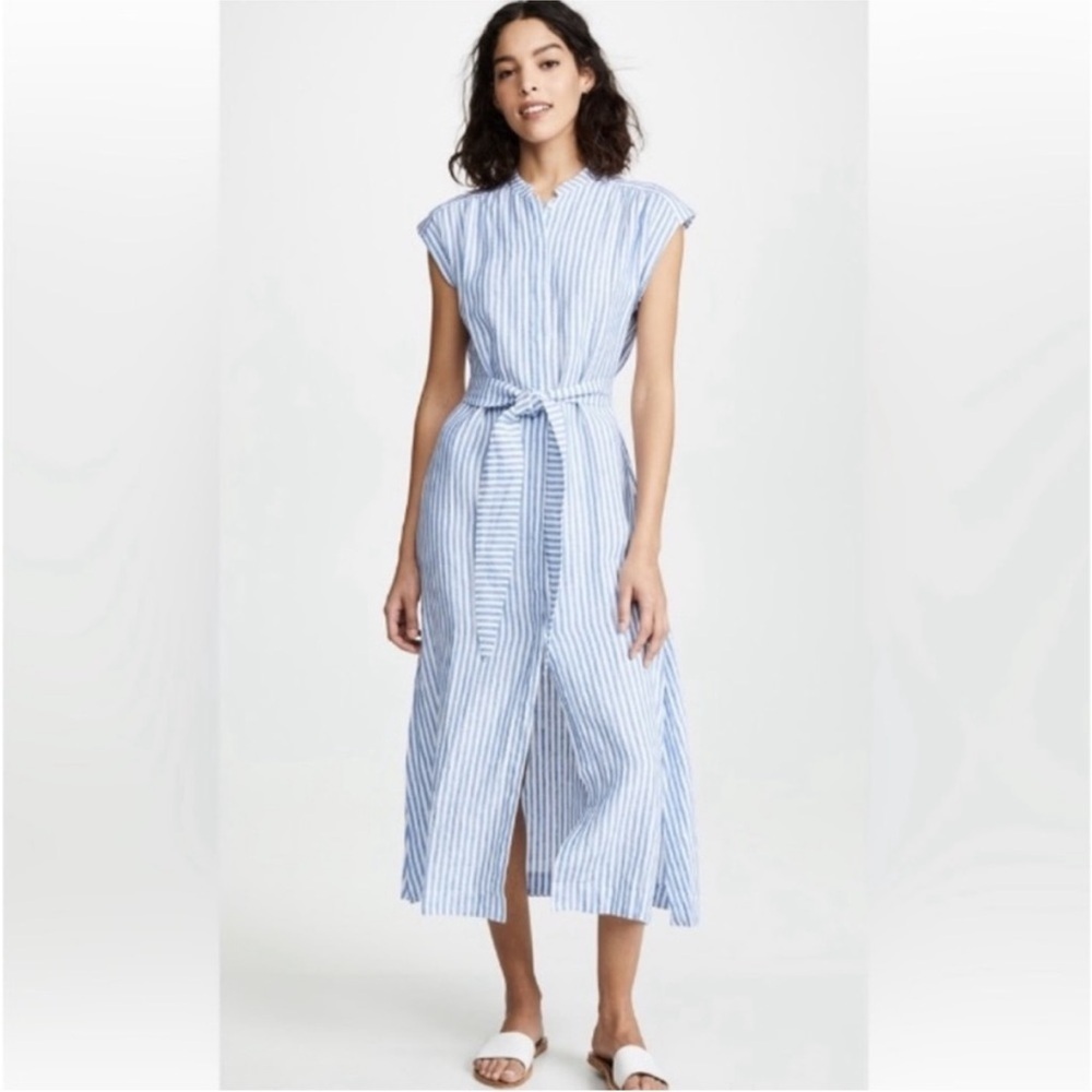 AYR The Sunset dress 100% Linen White and Blue Stripes Size XS - Picture 4 of 11